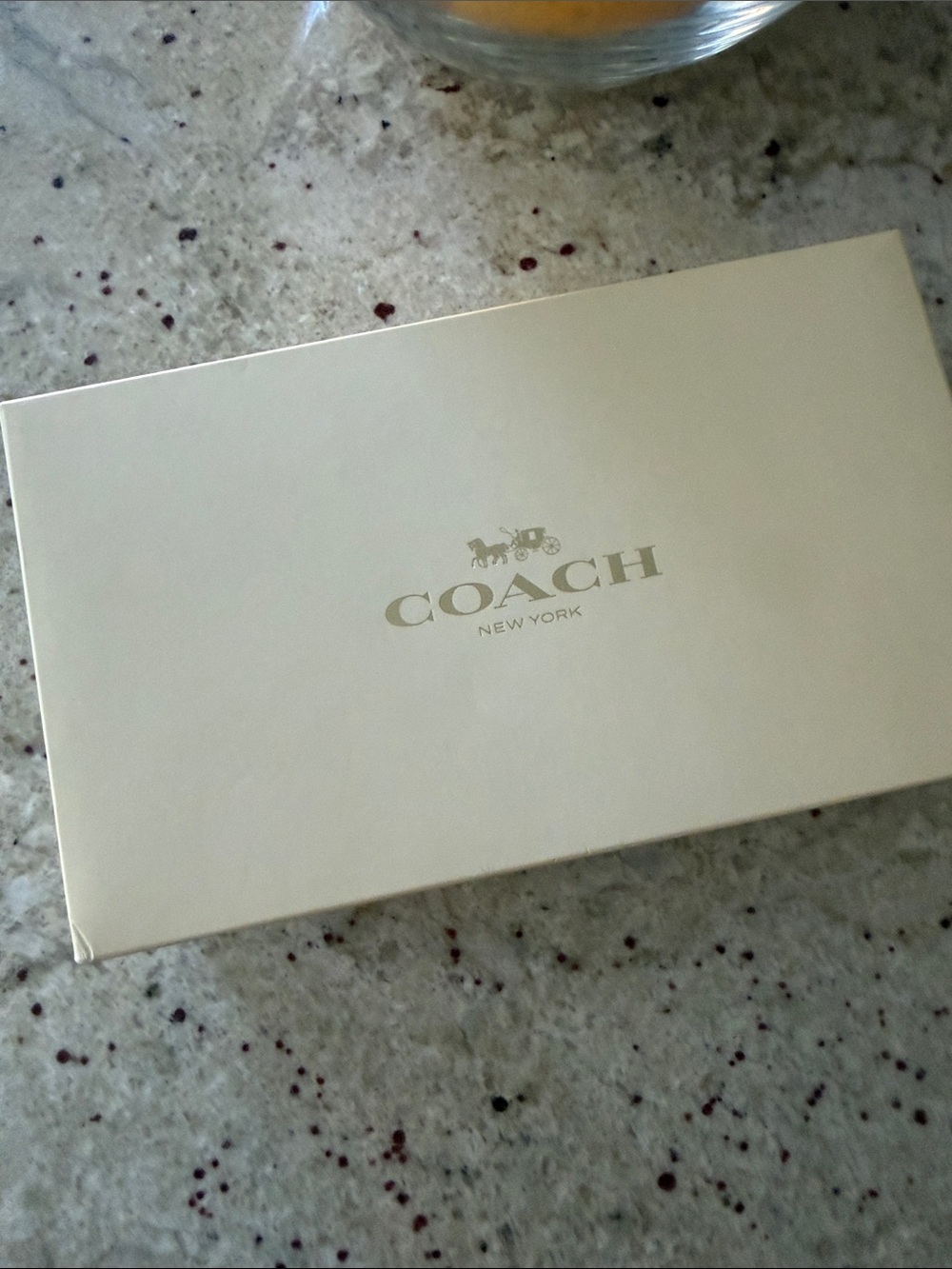 NIB Coach Clear Glass Tumblers with White Signature 'C' Pattern